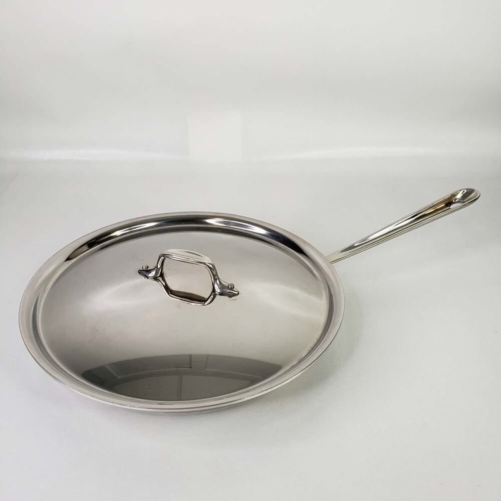All-Clad 12-Inch D3 Stainless Steel Fry Pan Induction Ready Skillet W/Lid USED